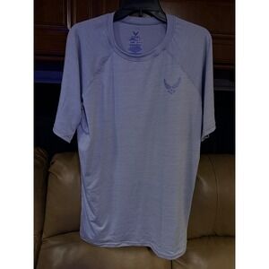 US Air Force Mens PT Shirt Large Blue Reflective Short Sleeve NEW Training USAF